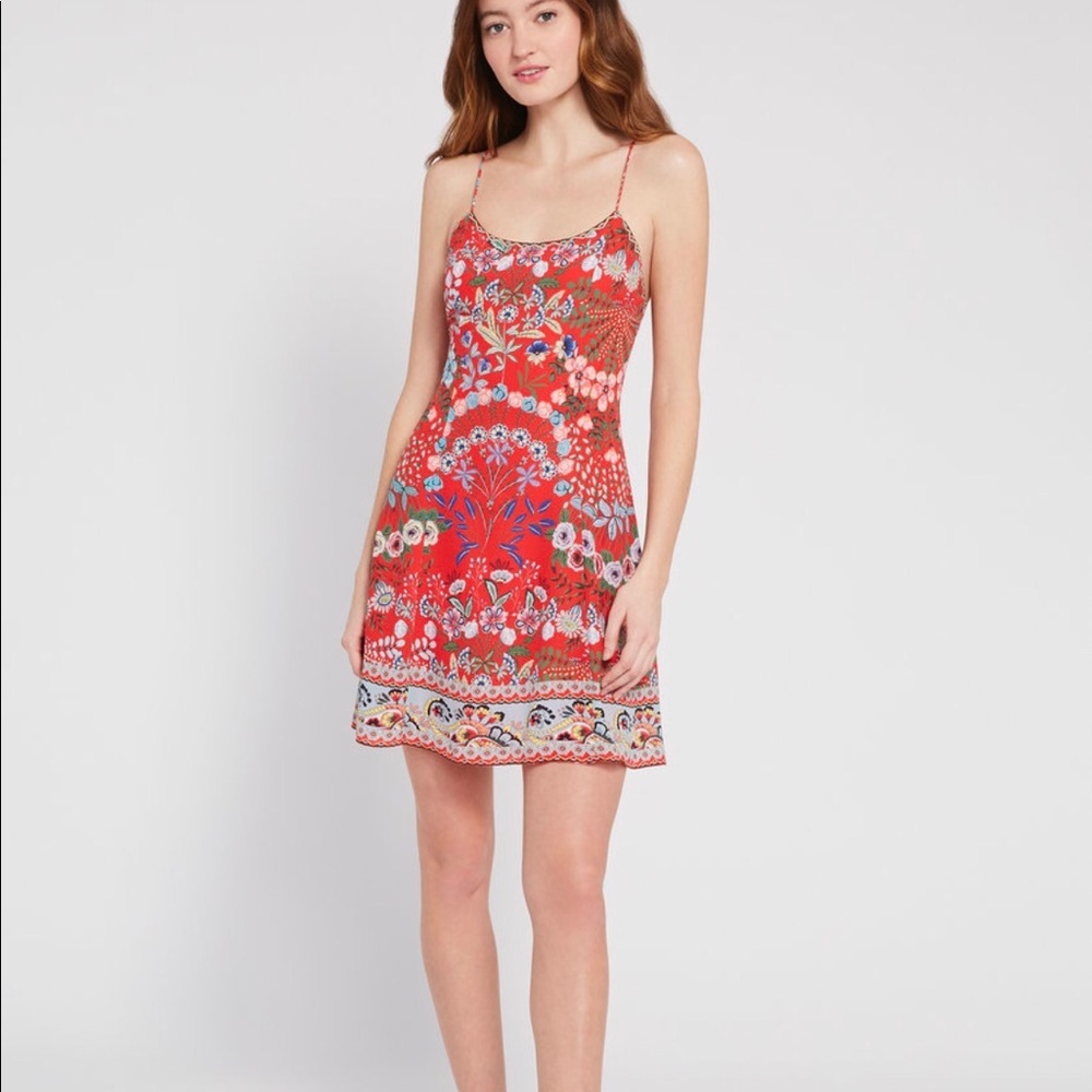 NWT Alice + Olivia Ira Mini Dress in Wildflower Bright Poppy Size 10